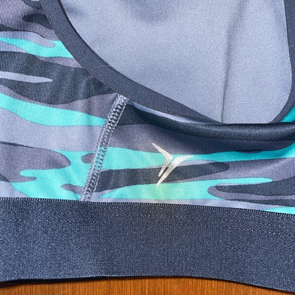 •OLD NAVY•TURQUOISE & GRAY CAMO "GO DRY," MEDIUM SUPPORT SPORTS BRA SIZE MEDIUM - Picture 6 of 8